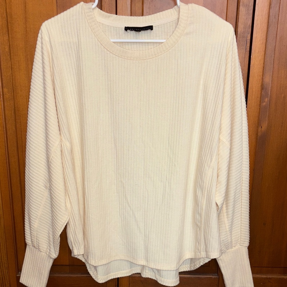 Jane and Delancey Cream Long Sleeve Ribbed Top